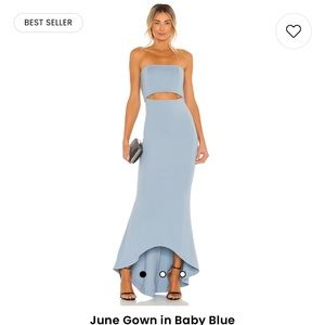 NBD strapless maxi dress, baby blue